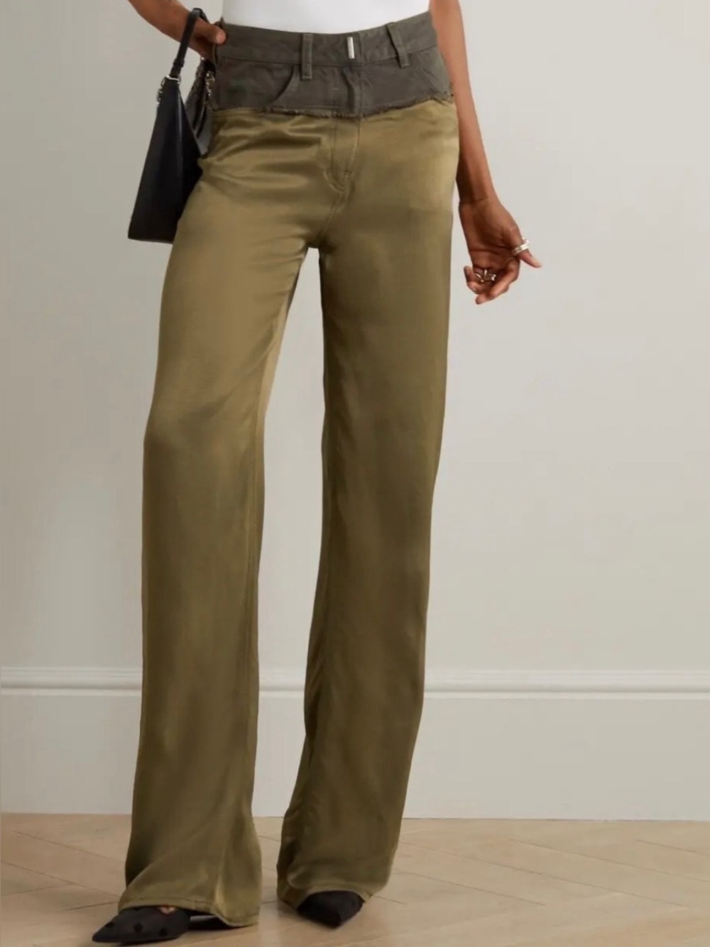 Givenchy Wide Leg Olive Green Women's Jeans